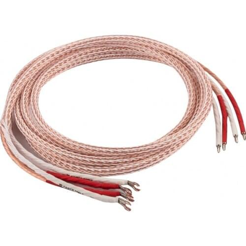 Hi-end DIY HIFI Silver Plated Y shape spade to banana plugs 12TC 24 core speaker cable Cord Wire