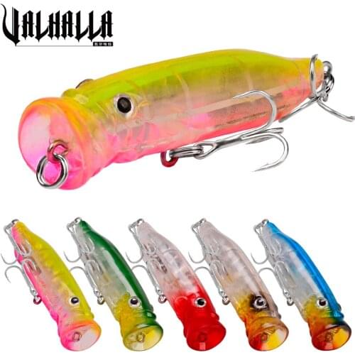 VALHALLA 5pcs Floating Fishing Lure 7cm 9g Topwater Popper Artificial Hard Bait Crankbait Wobblers Sea Tuna Isca Fishing Tackle
