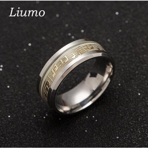 Liumo Gold Silver Color Music Glow In The Dark 316 Titanium Stainless Steel Men Women Ring Lr391