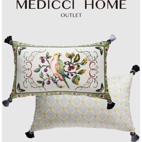 Medicci Home Hand Drawing Cushion Rectangle Cover American Mashup Style Accent Pillow Cases Shells Fringing Living Room Bedroom