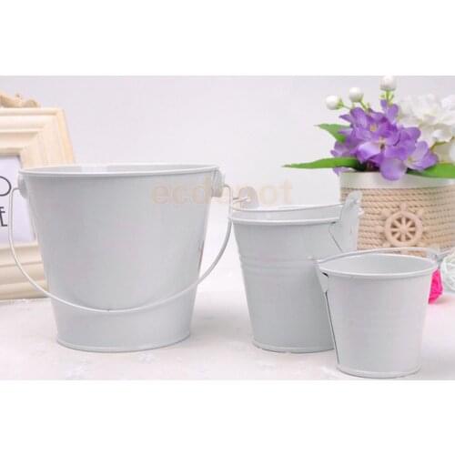 Mini Metal Bucket Candy Box Pails Flower Planter Wedding Party Favor White S/M/ L