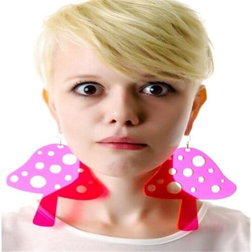 Fashion Jewelry Oorbellen Acrylic Neon Plant Earrings for Women Pendientes HipHop Big Mushroom Drop Earring DJ DS Brincos