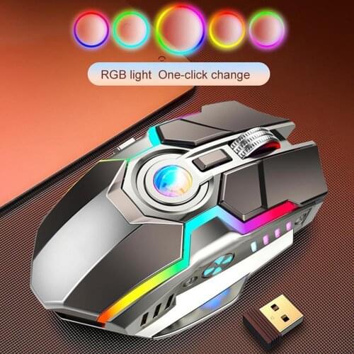 Gaming Mouse Rechargeable Wireless Mouse Silent 1600 DPI Ergonomic 7 Keys RGB LED Backlit 2.4G USB Optical For Laptop Computer