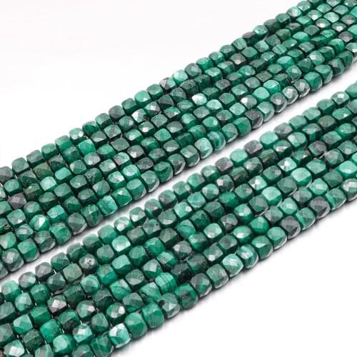 Natural malachite cube beads for needlework faceted square seed perle Jewelry making DIY necklace bracelet jewelry making