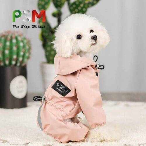 Pet Dog Clothing Rain-proof breathable reflective clothes Dog four-legged raincoat cat and dog supplies stock Cute and beautiful