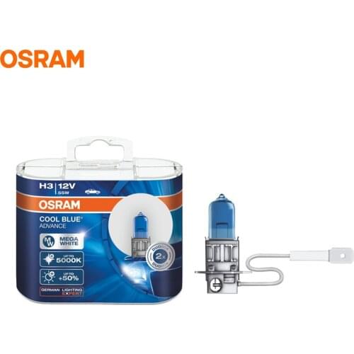 OSRAM H3 5000K 12V 55W 62151CBA Cool Blue Advance Halogen Lamps Xenon Mega White 50% More Light Car Fog Light OEM Bulbs Pair