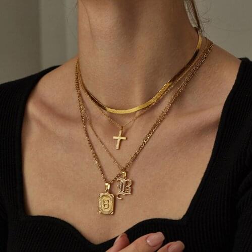 Capital Initial Necklace for Women Letter Necklace Pendant Choker Stainless Steel Chain Jewelry Minimalist Valentine Bijoux Gift