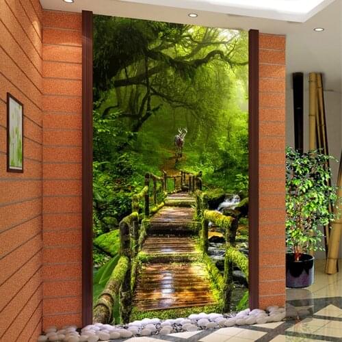 Custom 3D Photo Wallpaper Virgin Forest Wood Board Road 3D Living Room Entrance Hall Corridor Background Wall Mural Home Decor