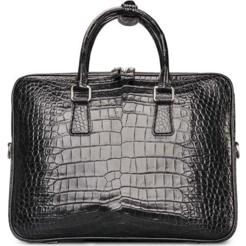HB6001 Crocodile Men bags men belly Cross section big men briefcase One shoulder aslant Laptop bag business high-end