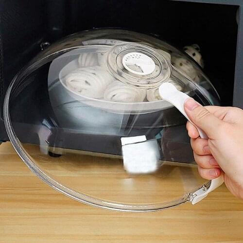 Transparent Microwave Food Cover Microwave Plate w/ Handle Anti-Sputtering