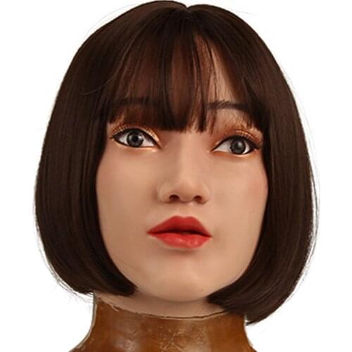 Realistic Silicone Full Face Props Forms for Crossdresser Cosplay Shemale Transgender Masquerade Stage Props High Quality Sale