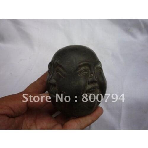 Rare Distinctive Qing Dynasty Statue bronze Buddha heade,4 face ,Free shipping