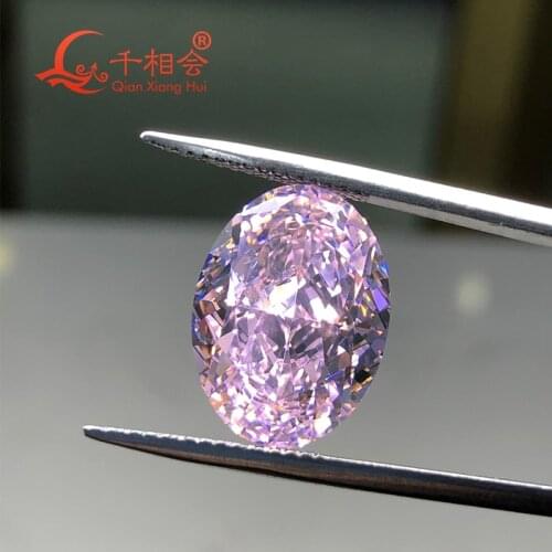 Pink color oval shape brilliant crushed ice cut cubic zirconia loose stone cz stone