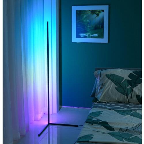 Modern LED Corner Floor Lamp RGB Floor Light Colorful Bedroom Living Room Remote Atmosphere Light Home Decor Line Standing Lamp