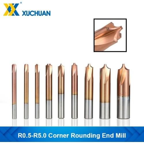 Corner Rounding End Mill TiCN Coating 4-12mm Shank Chamfer End Milling R0.5-R5.0 Tungsten Carbide Cutter Mill Radius Router Bit