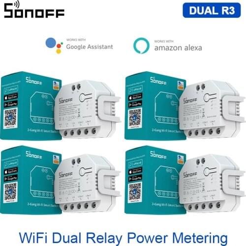 SONOFF DUALR3 DIY Wifi Smart Switch Dual Relay Module 2 Gang/ Way Control MINI Power Metering Switch Smart Home eWeLink Alexa