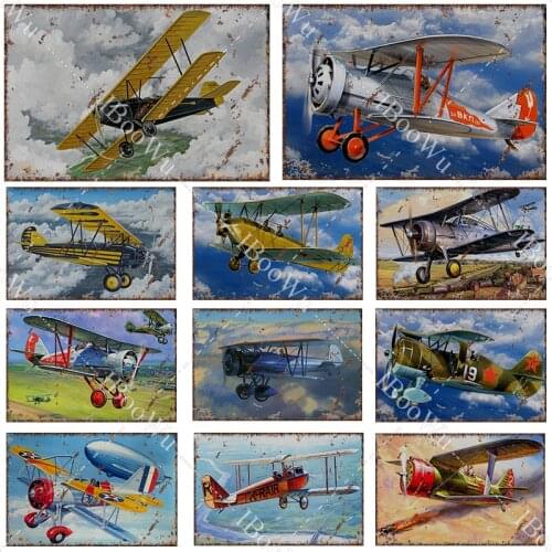 Vintage Airplane Poster Metal Signs Wall Decor DIY the Text Glider Retro Craft Aircraft Painting Pub Bar Home Decorative