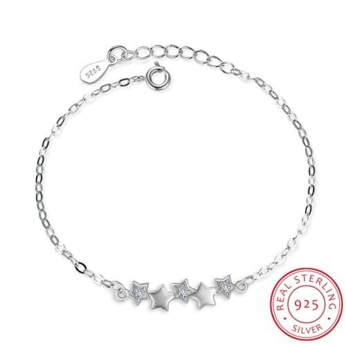 925 sterling silver jewelry bracelet high quality retro fashion woman crystal pentagram bracelet length 20CM