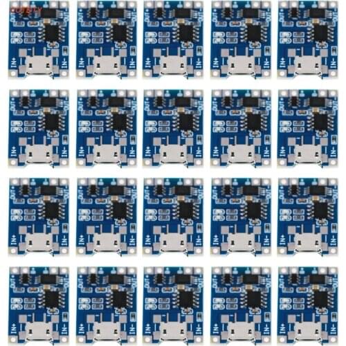 20 Pieces TP4056 Charging Module Battery Charging Board with Battery Protection 18650 BMS 5V Micro USB 1A 186 50 Charge Module
