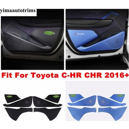 Blue / Carbon Fiber Style Car Door Anti-Kick Pad Protective Film Cover Trim Accessories Interior For Toyota C-HR CHR 2016 - 2021
