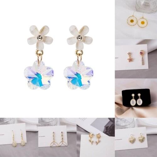 High Quality Flower Star Pendant Earring For Women Girls Fashion Crystal Geometric charms Stud Ear Jewelry Party Gifts