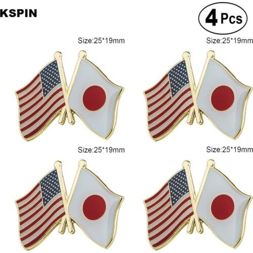 U.S.A Japan Friendship Flag Pin Lapel Pin Badge Brooch Icons 4pcs