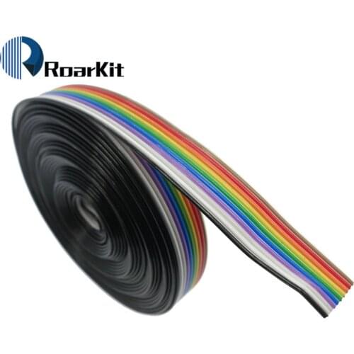 1 Meter Spacing Pitch10 WAY 10P Flat Color Rainbow Ribbon Cable Wiring 2.54mm For PCB DIY 10 Way Pin