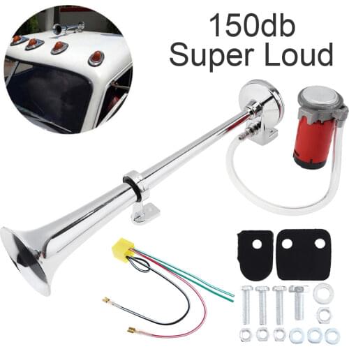17 Inch 12V 150DB Super Loud Truck Car Single Trumpet Air Horn Kits with Compressor for Truck Lorry Boat Train