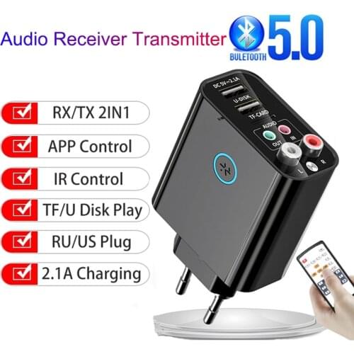 2 in 1 Bluetooth Audio Receiver Transmitter Wireless AUX Audio Adapter TF Card USB Dish Fast Charger For Remote Control TV IR AP