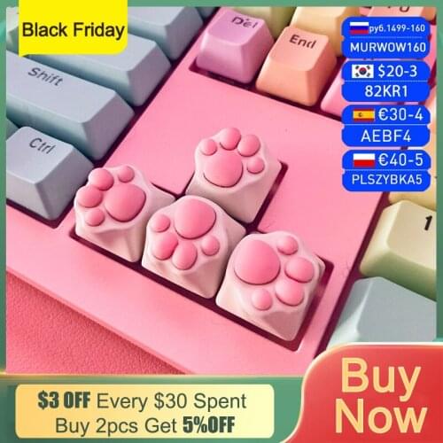 2021 Cute Cartoon ABS Silicone Keycap For Kitty Paw Artisan Cat Paws Pad Mechanical Keyboard KeyCaps for Cherry MX Switches