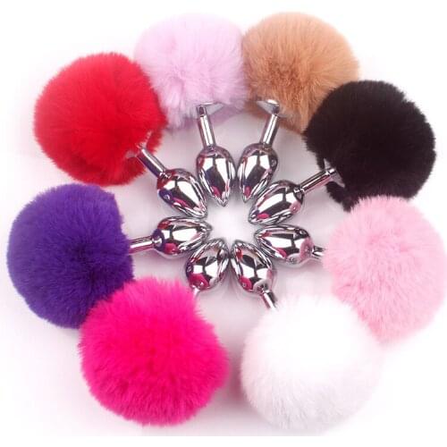 4 Color Small Size Metal Rabbit Tail Anal Plug Stainless Steel Bunny Tail Butt Plug Anal Sex Toys for Women Adult Sex Products