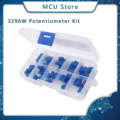 50pcs 3296W Multiturn Trimmer Potentiometer Kit High Precision 3296 Variable Resistor With Free Box electronic diy kit