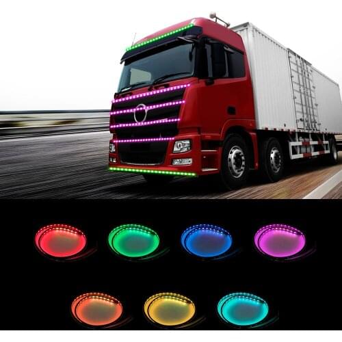 Auto Decorative Light Super Bright 1-2.4M RGB Colorful Flexible LED Strip 24V Truck Roof Atmosphere Lamps Waterproof