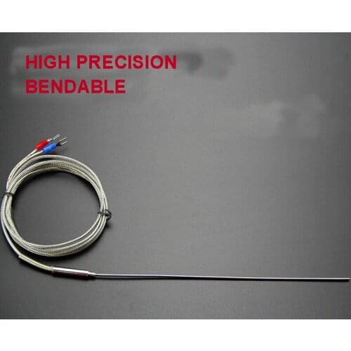 Free shipping High precision K type thermocouple sensor steel 1*100mm temperature sensor probe Bendable cable length 1.5M
