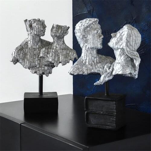Simple Modern Creative Couples Resin Figure Art Sculpture Character Figurine Crafts Decorations For Home Wedding Gift