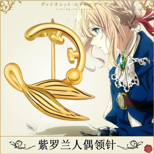 Violet Evergarden Auto Memories Doll Overgild Brooch Cosplay Gold Plated 925 Sterling Silver Badge Brooch Pin Cosplay Gift New