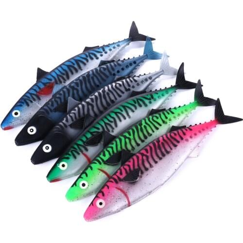 HENGJIA 1pcs 29cm 65g Artificial Hollow Soft Mackerel Skin Lures Tuna Deepwater Sea Fishing Big Game Ocean Fishing Tackle