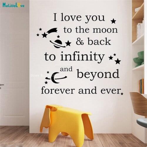 I Love You To The Moon And Back Wall Decals Sign Poster Family Quote Vinyl Sticker Gift Baby Kids Bedroom Decor Nursery YT2833