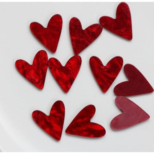 10 PCS 25*22mm Fashion Resin Red Heart DIY Earrings Necklace Hair Accessories For Jewelry Making