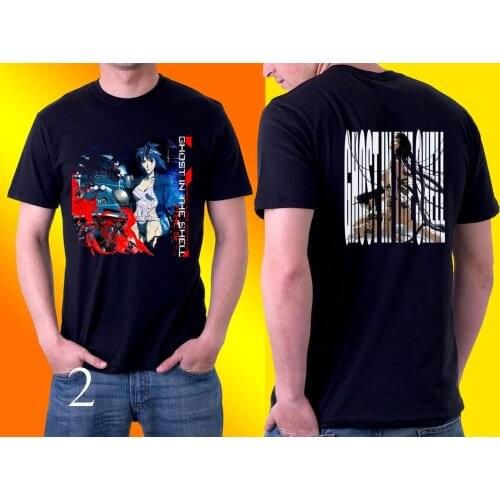 100% Cotton Print Mens Summer GHOST IN THE SHELL STAND ALONE COMPLEX 2 SIDED T-SHIRT Tee Shirt