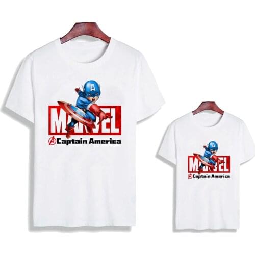 New Family Matching Clothes Mommy Daughter Father Son Baby Kids Family Look Marvel Tshirts Captain American Family Matching Tees