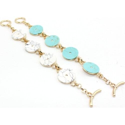 2017 new round white green stone toggle clasps cute simple Bracelets for Women
