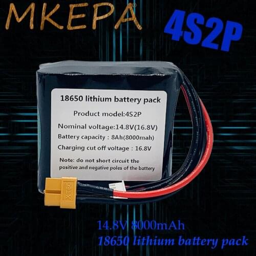 New 4S2P 14.8V 8000mAh 16.8V18650 Battery Pack High Capacity UAV Rechargeable for Various RC Airplane Drone Quadrotor 5PXT60