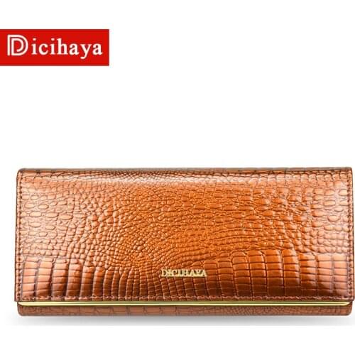 DICIHAYA New Fashion Women Wallet Long Design Clutch Wallets Genuine Leather Female Wallet Zipper&Hasp Coin Purse High Quality