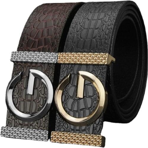 New Luxury Mens Real Leather Belts Fashion Designer Waistband High Quality Metal Clasp Men Dress Jeans Strap Belt 3.8cm