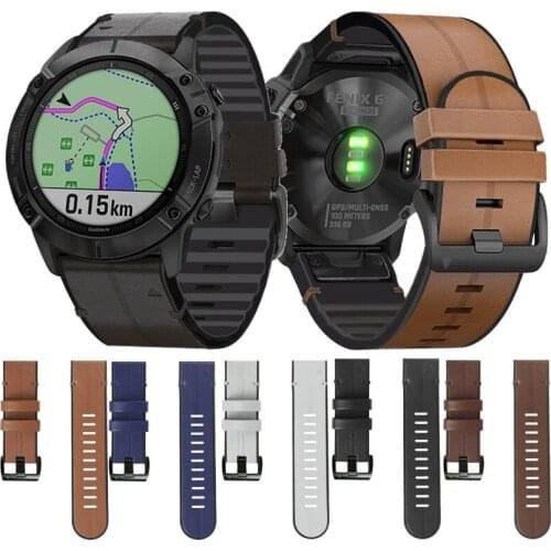 22mm 26mm leather Quick Release Watch Band For Garmin Fenix 6X 5X 5 6 3 6 Pro 5 Plus Wrist Strap For Forerunner 935 945 Bracelet