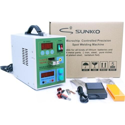 SUNKKO 787A+ Battery Microcomputer Pulse Spot Welding Machine MCU Welder Machine Battery Capability Charger Foot Pedal for 18650