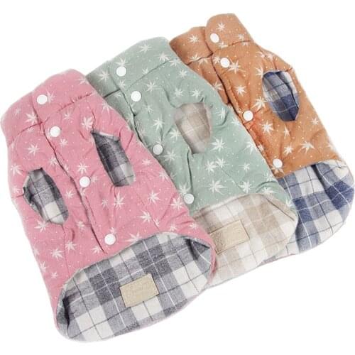 Warm Winter Dog Coat Reverisble Teddy Cat Clothes Soft 100% Cotton Plaid Overall for Dogs Clothes XS S M L XL