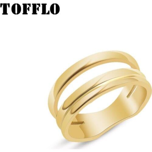 TOFFLO Stainless Steel Jewelry Multi Layered Wrapped Spiral Geometric Rings for Women Circle Polished Statement Rings BSA138