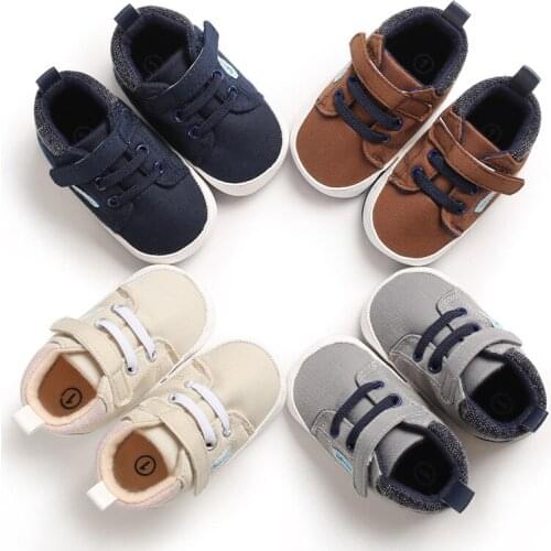 New Baby Shoes Boys Girls High Top Canvas First Walkers Newborn Baby Casual Soft Bottom Non-Slip Breathable Infant Shoes